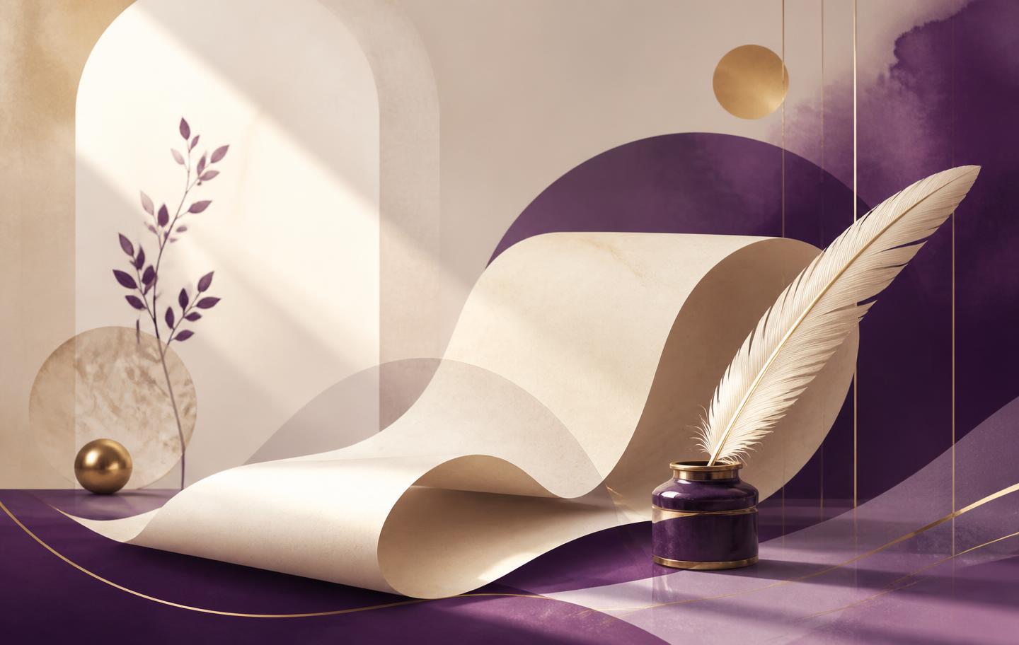 Elegant parchment and quill representing the art of strategic storytelling